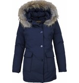 Beluomo Parkas mujer - Mujeres Wooly Chaqueta de Invierno Largo - Capucha pelo - Parka - Azul