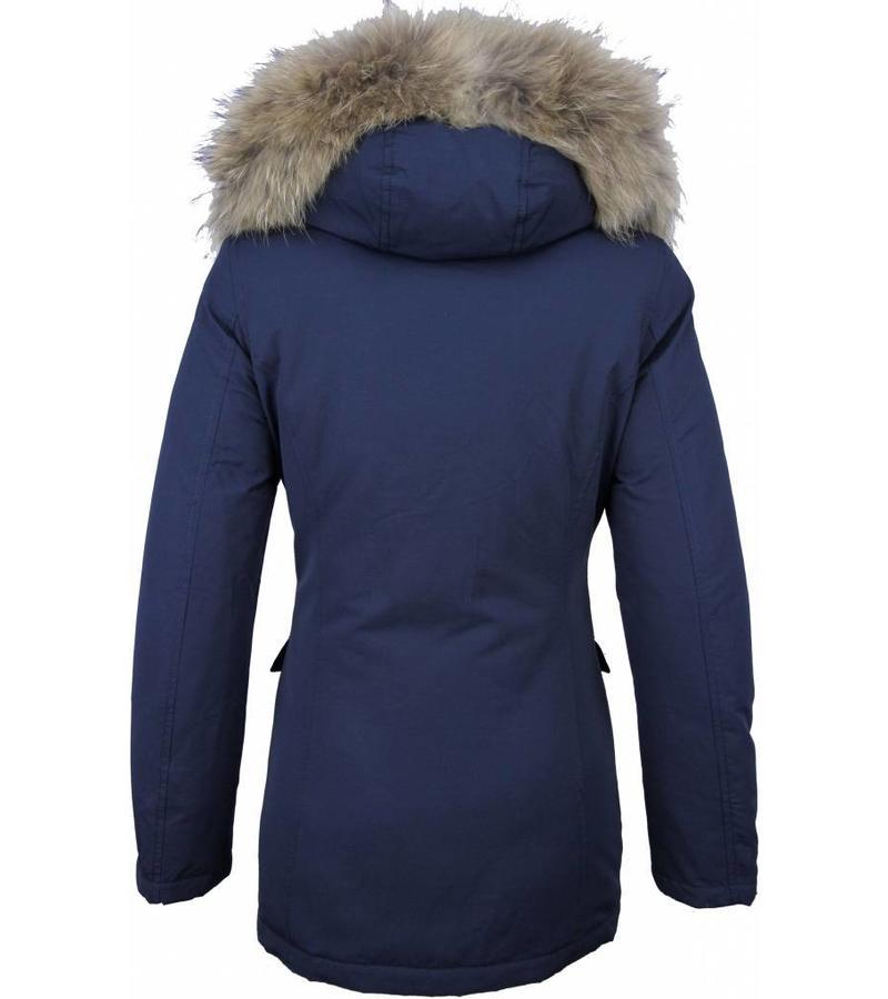 Beluomo Parkas mujer - Mujeres Wooly Chaqueta de Invierno Largo - Capucha pelo - Parka - Azul