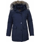 Beluomo Parkas mujer - Mujeres Wooly Chaqueta de Invierno Largo - Capucha pelo - Parka - Azul