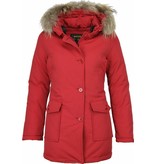 Beluomo Parkas mujer - Mujeres Wooly Chaqueta de Invierno Largo - Capucha pelo - Parka - Rojo