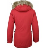 Beluomo Parkas mujer - Mujeres Wooly Chaqueta de Invierno Largo - Capucha pelo - Parka - Rojo