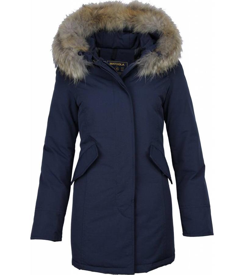 Beluomo Parkas mujer - Mujeres Wooly Chaqueta de Invierno Largo - Capucha pelo - Parka - Azul