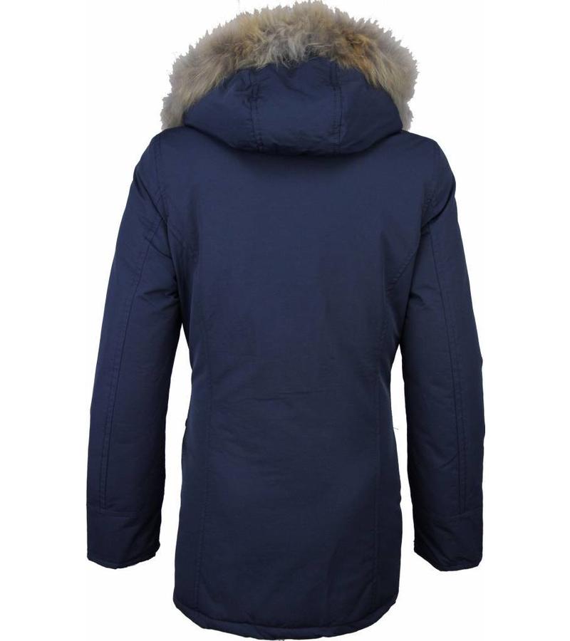 Beluomo Parkas mujer - Mujeres Wooly Chaqueta de Invierno Largo - Capucha pelo - Parka - Azul