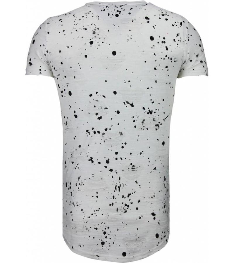 John H Camisetas - Exclusive Military Patches Paint Splash - Blanco