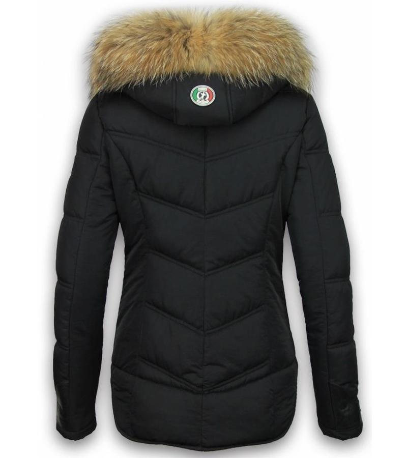 Milan Ferronetti Parkas mujer - Señora Abrigos De Invierno Corto - Basic Fit Exclusive - Negro