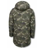 Enos Parkas hombre - Abrigo de Invierno para hombres - Capucha pelo falsa - Camuflaje - Verde