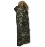 Enos Parkas hombre - Abrigo de Invierno para hombres - Capucha pelo falsa - Camuflaje - Verde