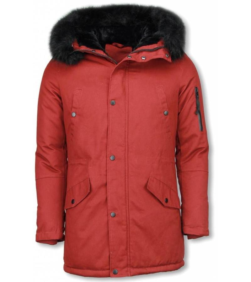 Enos Parkas hombre - Abrigo de Invierno para hombres - Capucha pelo falsa - Burdeos