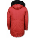 Enos Parkas hombre - Abrigo de Invierno para hombres - Capucha pelo falsa - Burdeos