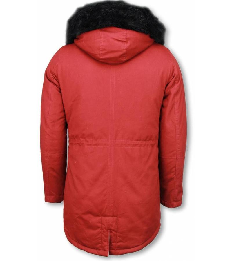 Enos Parkas hombre - Abrigo de Invierno para hombres - Capucha pelo falsa - Burdeos