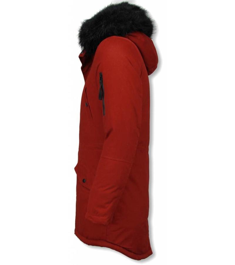 Enos Parkas hombre - Abrigo de Invierno para hombres - Capucha pelo falsa - Burdeos