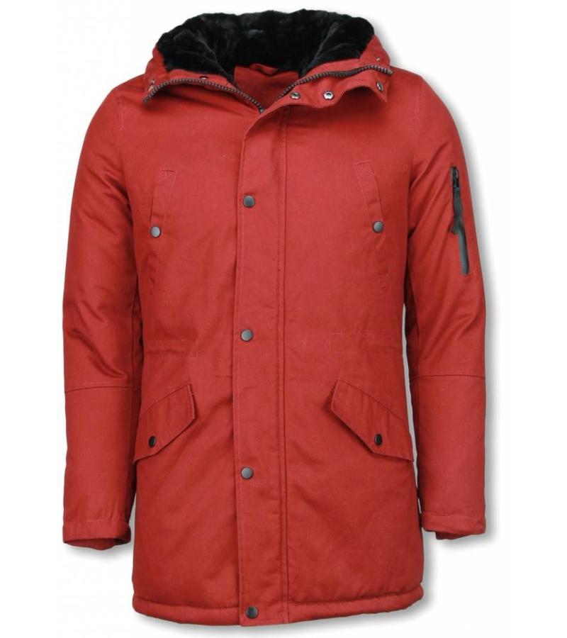 Enos Parkas hombre - Abrigo de Invierno para hombres - Capucha pelo falsa - Burdeos