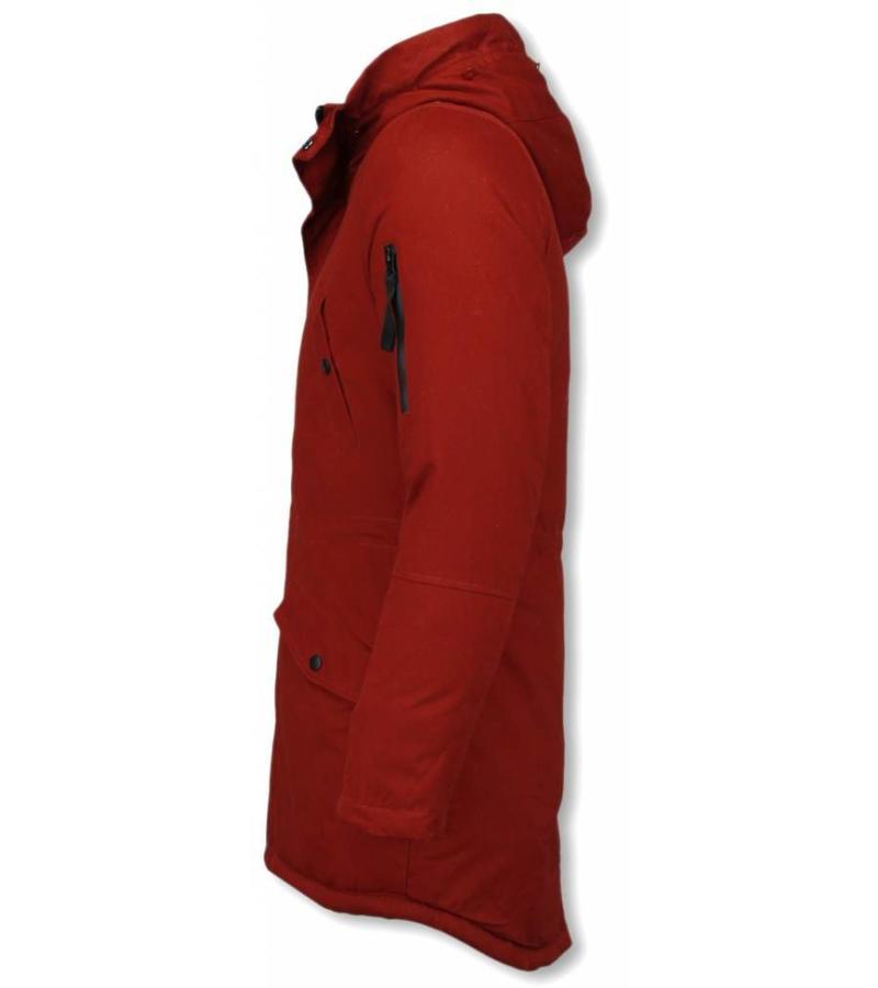 Enos Parkas hombre - Abrigo de Invierno para hombres - Capucha pelo falsa - Burdeos