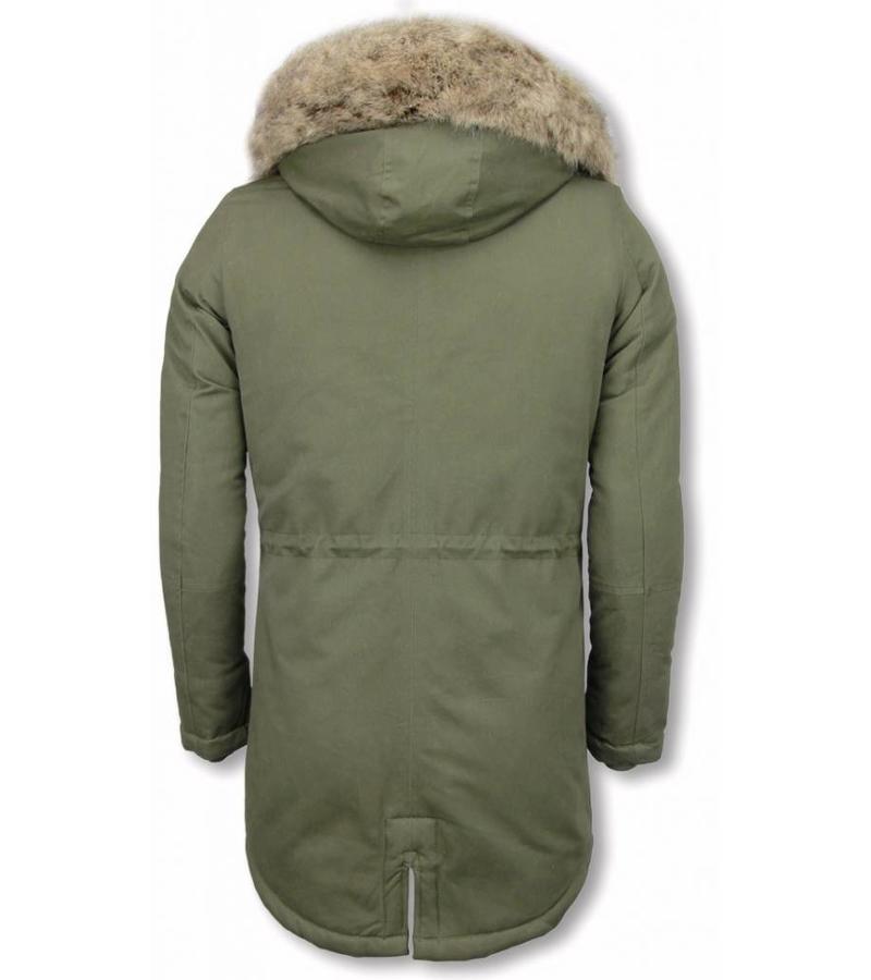 Enos Parkas hombre - Abrigo de Invierno para hombres - Capucha pelo falsa - Verde