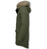 Enos Parkas hombre - Abrigo de Invierno para hombres - Capucha pelo falsa - Verde