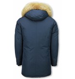 Enos Parkas hombre - Abrigos de Invierno de Caballero largo - Capucha pelo XL - Parka - Azul