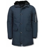 Enos Parkas hombre - Abrigos de Invierno de Caballero largo - Capucha pelo XL - Parka - Azul