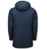 Enos Parkas hombre - Abrigos de Invierno de Caballero largo - Capucha pelo XL - Parka - Azul