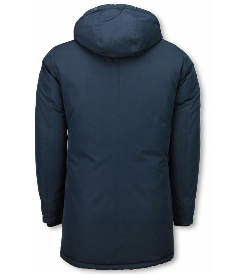 Enos Parkas hombre - Abrigos de Invierno de Caballero largo - Capucha pelo XL - Parka - Azul