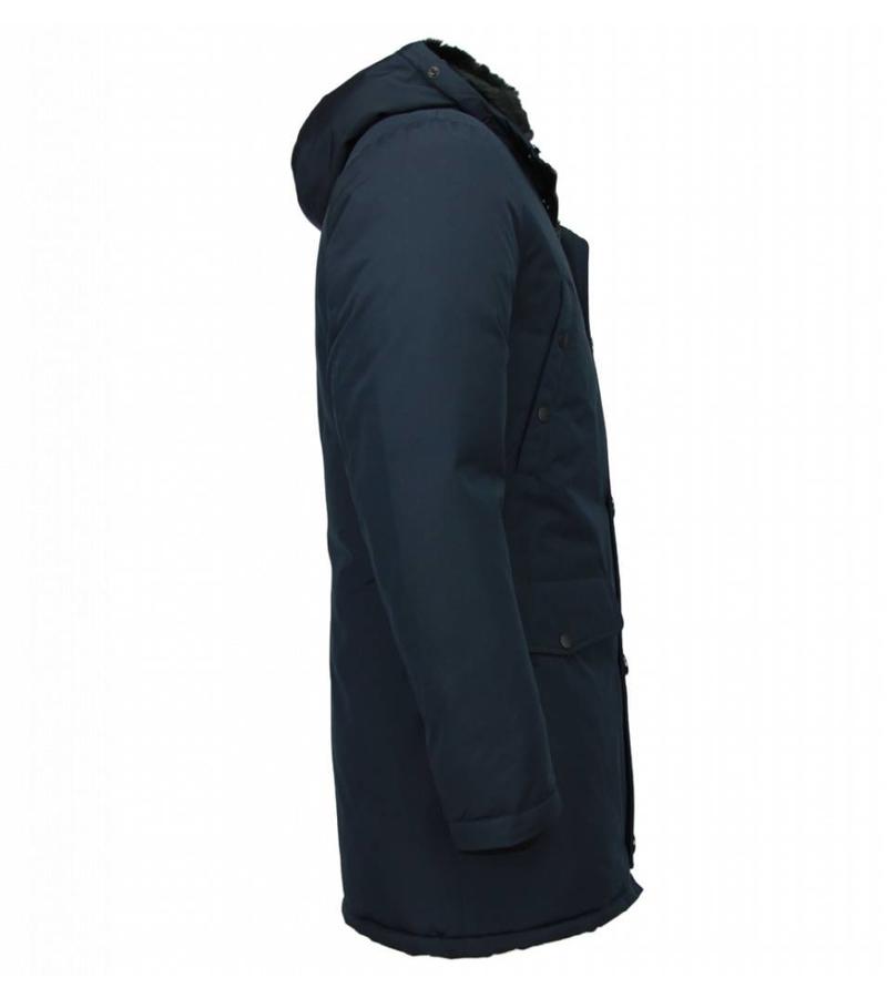 Enos Parkas hombre - Abrigos de Invierno de Caballero largo - Capucha pelo XL - Parka - Azul