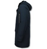 Enos Parkas hombre - Abrigos de Invierno de Caballero largo - Capucha pelo XL - Parka - Azul