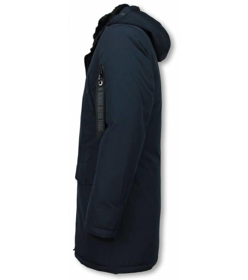 Enos Parkas hombre - Abrigos de Invierno de Caballero largo - Capucha pelo XL - Parka - Azul