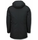 Enos Parkas hombre - Abrigos de Invierno de Caballero largo - Capucha pelo XL - Parka - Negro