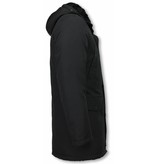 Enos Parkas hombre - Abrigos de Invierno de Caballero largo - Capucha pelo XL - Parka - Negro