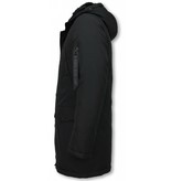 Enos Parkas hombre - Abrigos de Invierno de Caballero largo - Capucha pelo XL - Parka - Negro