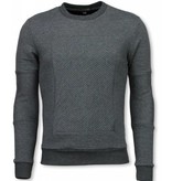 Black Number Sudaderas - 3D Ribbel Square Crewneck Sudaderas hombre - Gris