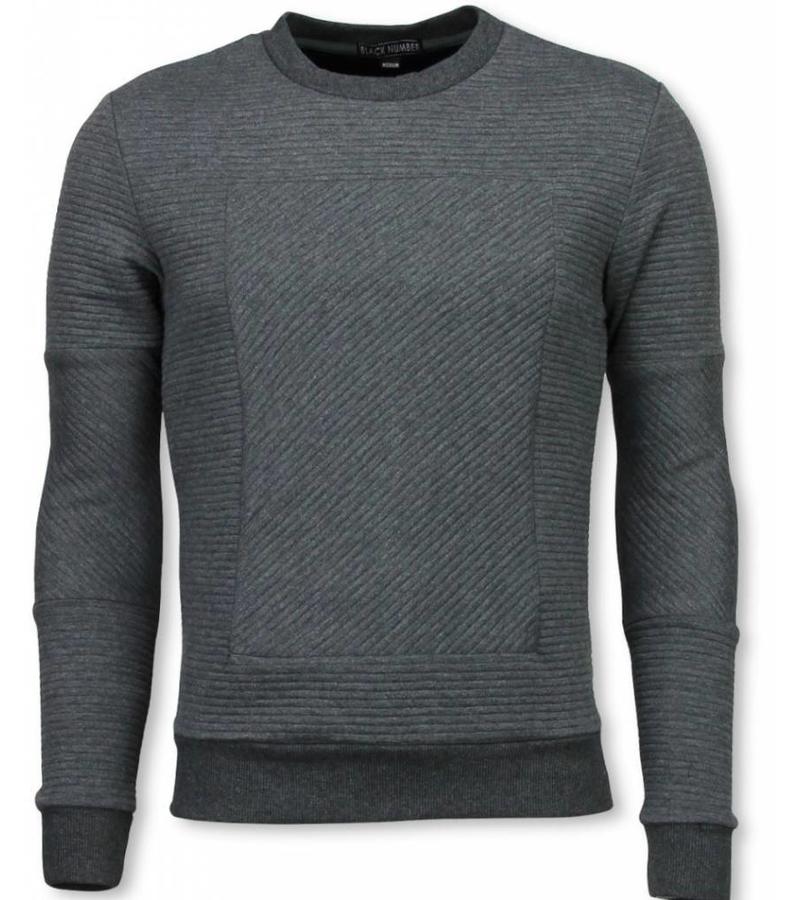 Black Number Sudaderas - 3D Ribbel Square Crewneck Sudaderas hombre - Gris