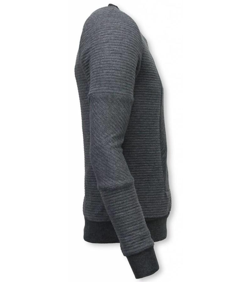 Black Number Sudaderas - 3D Ribbel Square Crewneck Sudaderas hombre - Gris