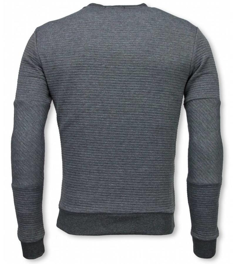 Black Number Sudaderas - 3D Ribbel Square Crewneck Sudaderas hombre - Gris