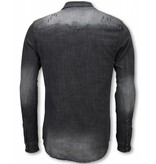 Enos Camisas Denim - Slim Fit Manga larga hombre - Lavado - Gris