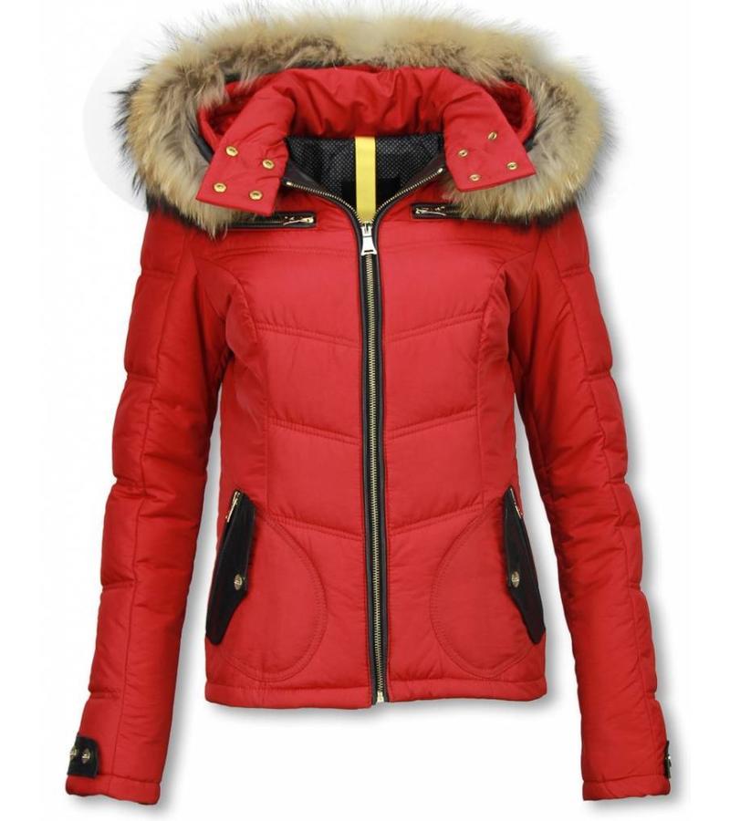 Milan Ferronetti Parkas mujer - Señora Abrigos De Invierno Medio Corto - Rojo