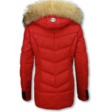 Milan Ferronetti Parkas mujer - Señora Abrigos De Invierno Medio Corto - Rojo