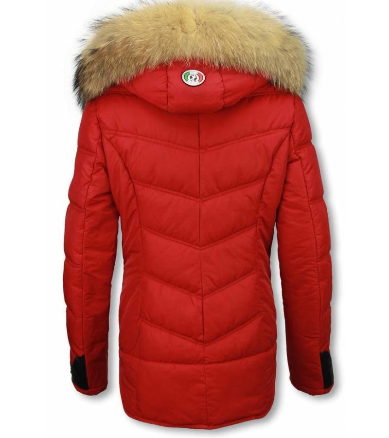 Milan Ferronetti Parkas mujer - Señora Abrigos De Invierno Medio Corto - Rojo