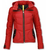 Milan Ferronetti Parkas mujer - Señora Abrigos De Invierno Medio Corto - Rojo