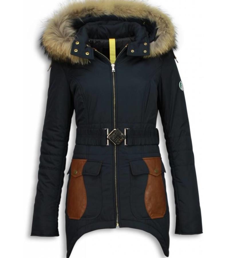 Milan Ferronetti Parkas mujer - Señora Abrigos De Invierno Medio Largo - Azul