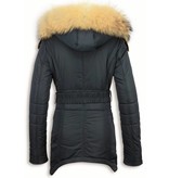 Milan Ferronetti Parkas mujer - Señora Abrigos De Invierno Medio Largo - Azul