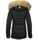 Milan Ferronetti Parkas mujer - Señora Abrigos De Invierno Medio Largo - Negro