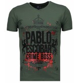 Local Fanatic Camisetas - Pablo Escobar Boss Rhinestone Camisetas Personalizadas - Verde