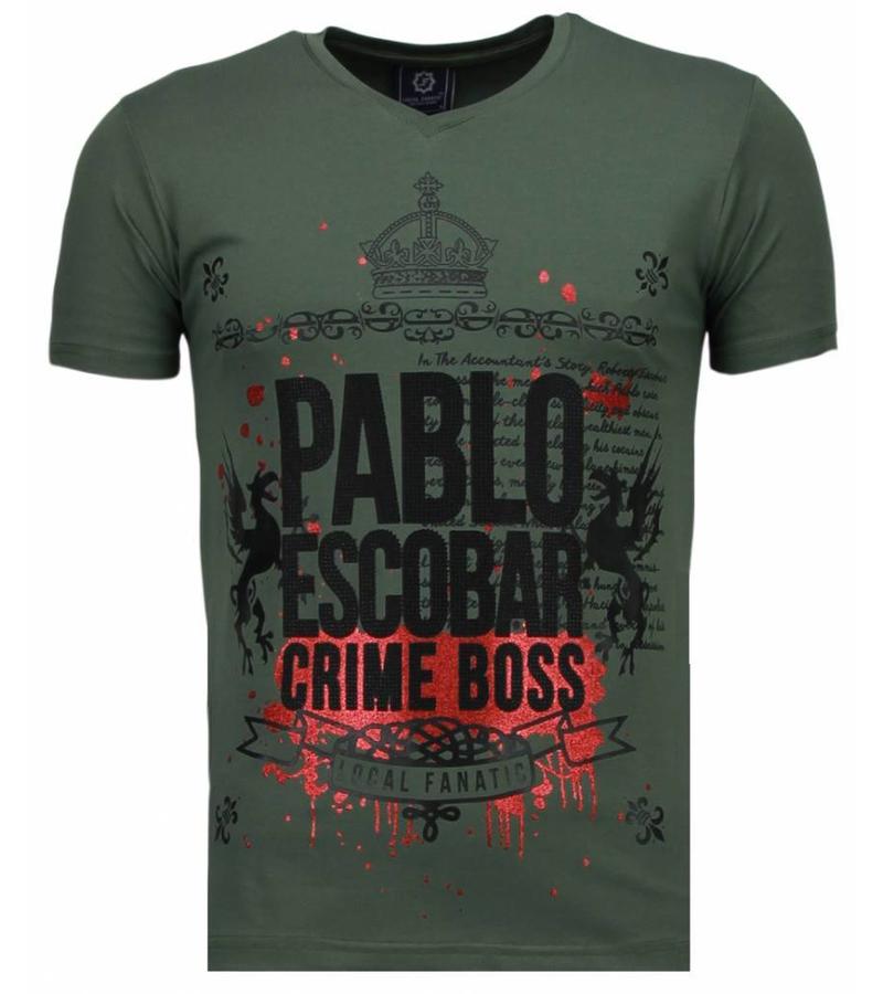 Local Fanatic Camisetas - Pablo Escobar Boss Rhinestone Camisetas Personalizadas - Verde