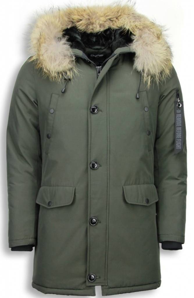 Enos Parkas hombre - Abrigos De Caballero Larga - Capucha pelo XL - Verde 