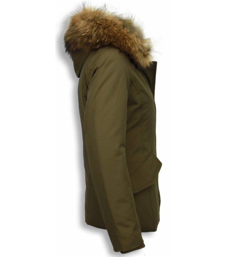 Beluomo Parkas mujer - Señora Abrigos De Invierno - Capucha pelo Pequeña - Verde