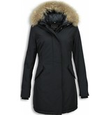 Gentile Bellini Parkas mujer - Señora Abrigos De Invierno - Capucha pelo grande - Negro Gentile Bellini Parkas mujer - Señora Abrigos De Invierno - Capucha pelo grande - Negro