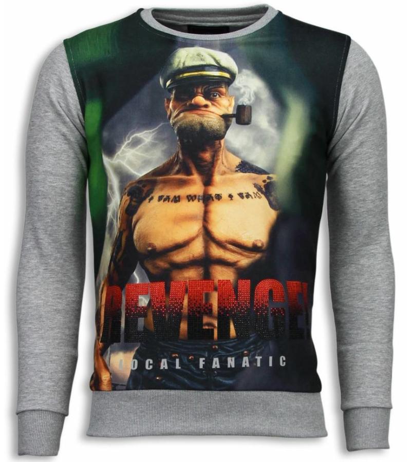 Local Fanatic Sudaderas - Popeye Revenge Sudaderas hombre - Gris Claro