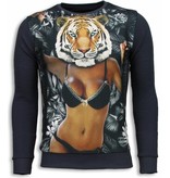 Local Fanatic Sudaderas - Tiger Chick Sudaderas hombre - Gris Oscuro