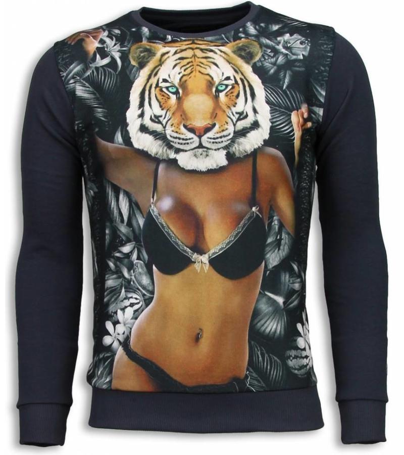 Local Fanatic Sudaderas - Tiger Chick Sudaderas hombre - Gris Oscuro