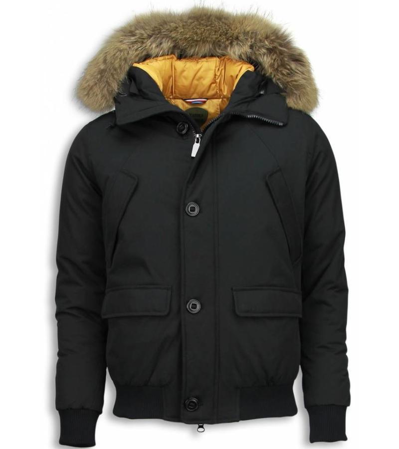 Warren Webber Parkas hombre - Canada Abrigos De Caballero Corto - Capucha pelo - Negro